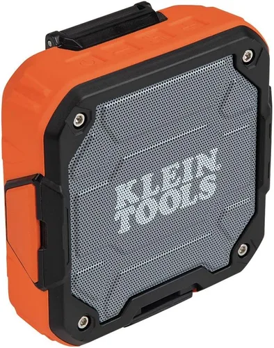 Vista 7 de KLEIN TOOLS AEPJS2 - Altavoz Bluetooth con tira magnética y gancho, recargable, inalámbrico y compatible con Aux, manos libres, tiempo