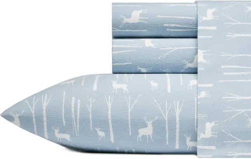 Vista 4 de Eddie Bauer - Sábanas individuales, juego de ropa de cama de franela de algodón, cepillada para mayor suavidad, decoración acogedora para el hogar
