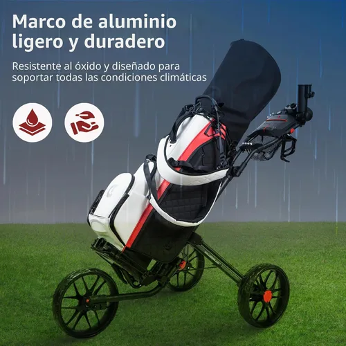 Vista 6 de Caddytek CaddyLite 15.3 V2 - Carrito de golf para empujar, ligero, plegable, de aluminio con ruedas EVA, freno de pie, mango ajustable, soporte