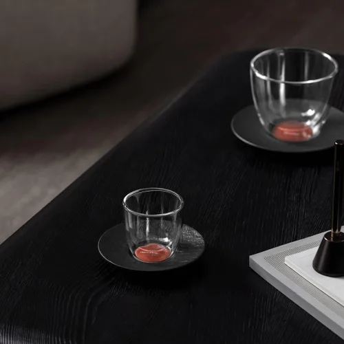 Vista 3 de Villeroy & Boch - Fabricación Rock Glow cafe au lait platillo, platillo discreto hecho de porcelana premium, apto para lavavajillas, cobre, negro