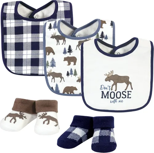 Vista 273 de Hudson Baby Conjunto de babero y calcetines unisex de algodón para bebé