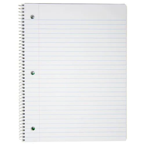 Vista 2 de Top Flight Estándares Cuaderno de 1 materia, 70 hojas, perforado, regla ancha, el color puede variar (31306)