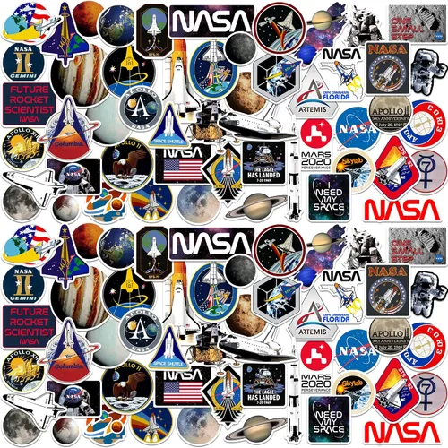 Vista 7 de NASA Missions - 50 calcomanías de vinilo L de lujo, interiores/exteriores, juego de 50