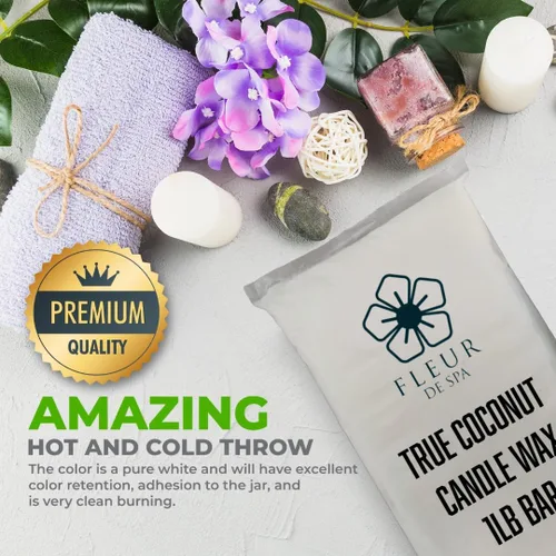 Vista 8 de FLEUR DE SPA - Cera de vela de coco de 1 libra – Mezcla de cera de coco totalmente natural de primera calidad – fabricada en Estados Unidos