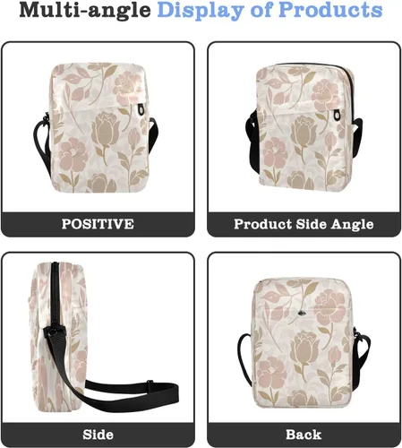 Vista 5 de crossbody messenger bag Pink Roses Prints Elegant green crossbody bags for women Adjustable Strap for Shopping Shopping bandolera para mujer