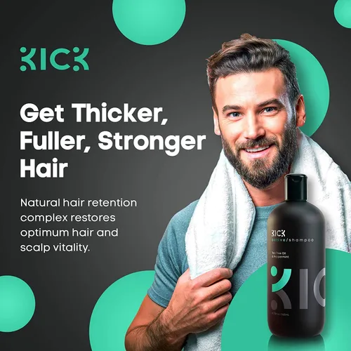 Vista 2 de Kick Champú + acondicionador + espray de sal marina + crema formadora de fijación media, paquete de energía para hombre, cuidado y peinado