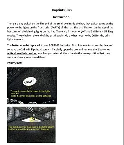 Vista 7 de Imprints Plus Gorra de béisbol negra con luces LED intermitentes parpadea "fiesta" en 3 modos de color tiene paneles de malla transpirable Snapback