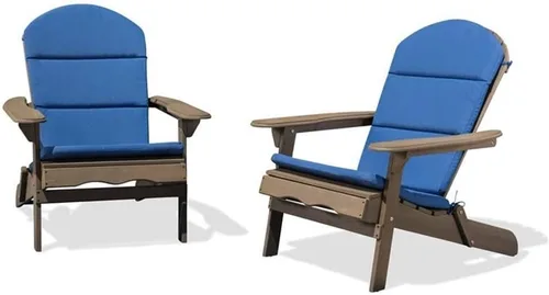 Vista 8 de Christopher Knight Home Amenda - Sillas Adirondack plegables de madera de acacia para exteriores con cojines (juego de 2), gris, gris + caqui