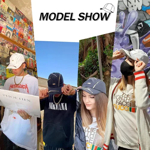 Vista 6 de Gorra de béisbol con cremallera Sombreros para hombres Sombreros para mujeres Gorra de camionero Snapback Sombreros para Hombres Gorras para Hombres