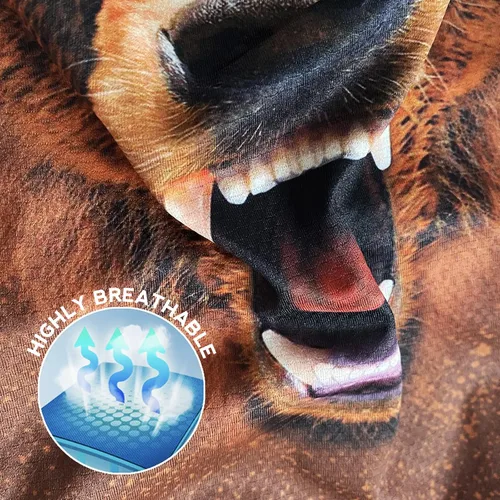 Vista 3 de Obacle Máscara Facial Pasamontañas para Hombres y Mujeres Ligera para Esquí, Caza, Ciclismo, Pesca Bear Cara Abierta Marrón