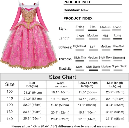 Vista 4 de Eledobby Disfraz de Bella Dormir para Niñas Aurora Princesa, vestido de Halloween para fiesta de cumpleaños con accesorios