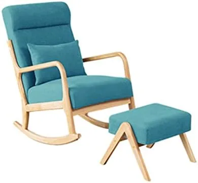 Vista 7 de Solid Wood Rocking Chair with Footrest Modern Fabric Design Comfortable Headrest for Home Office & StudyStylish & Ergonomic Seating