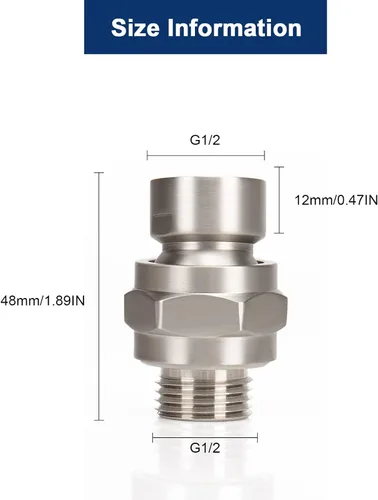 Vista 3 de NearMoon Adaptador de bola giratoria para cabezal de ducha, conector de ducha de latón macizo, junta esférica, componente de extensión universal