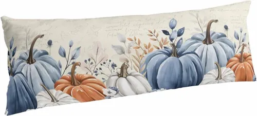 Vista 14 de Funda de almohada corporal de calabazas de otoño, fundas de almohada suaves decorativas para sofá largo y lumbar, funda de cojín con cierre