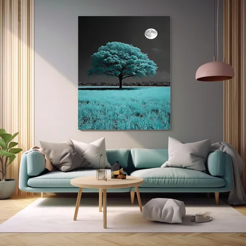 Vista 4 de VOCBAN Abstract Tree Landscape Painting On Canvas Poster Wall Artworks Pictures Living Room and Bedroom Picture Prints for Walls(blue blue 109
