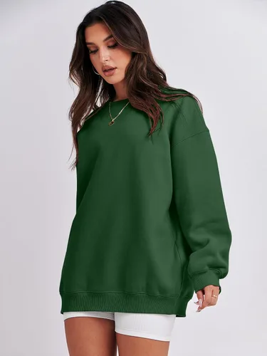 Vista 3 de ANRABESS Sudadera de gran tamaño para mujer, con cuello redondo, estilo Y2K, sudadera con capucha de forro polar, cómoda, camiseta informal, ropa