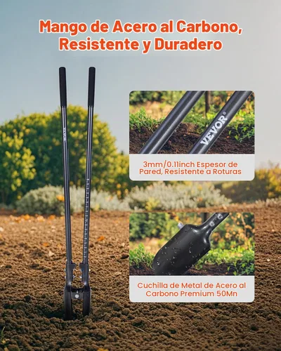 Vista 2 de VEVOR - Excavadora de agujeros para postes de alta resistencia con mango de acero al carbono, excavadora manual de agujeros con marcas de escala