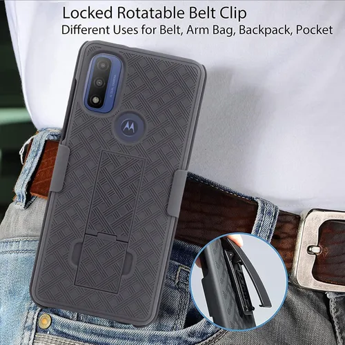Vista 5 de Compatible con Moto G Pure 2021 Slim Shell Funda resistente a prueba de golpes de cuerpo completo con vidrio templado, funda para teléfono