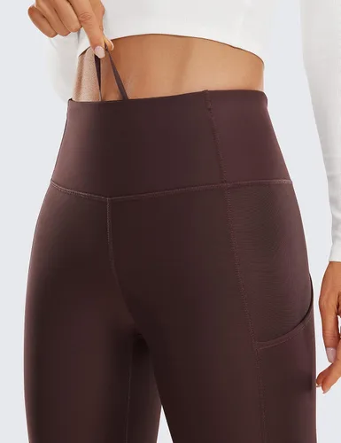 Vista 5 de CRZ YOGA - Leggings térmicos con forro de vellón de 28 pulgadas, pantalones de senderismo cálidos de cintura alta con bolsillos, mallas