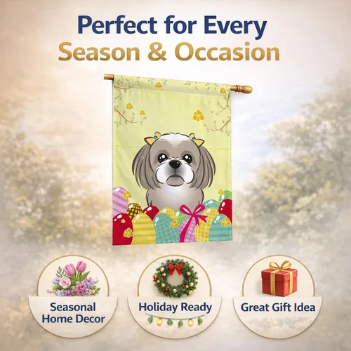 Vista 787 de Caroline's Treasures BB1923GF Bandera decorativa para jardín con diseño de Border Collie, para caza de huevos de Pascua, para jardín, jardín, patio