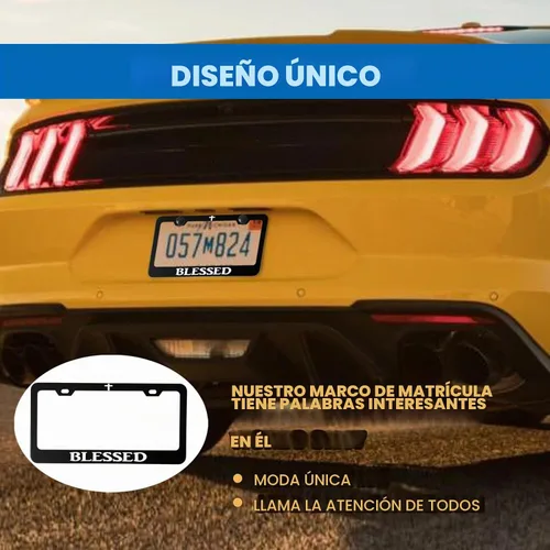 Vista 5 de Divertido marco de aluminio de metal para placa de matrícula con textos humorísticos, cubierta de automóvil Blessed Christian Black con 2 agujeros