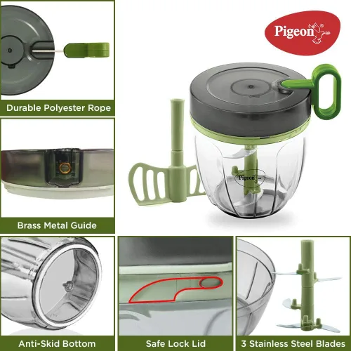 Vista 3 de Pigeon - Picadora Pro XL práctica y compacta con cuchillas de acero inoxidable - Picadora de alimentos grande a mano