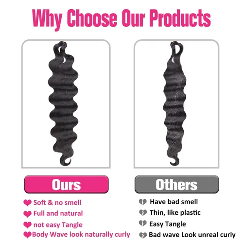 Vista 5 de Unionbeauty - Cabello trenzado ondulado de 18 pulgadas, paquete de 3 unidades, cabello trenzado preemplumado, trenzas bohemias negras para trenzas
