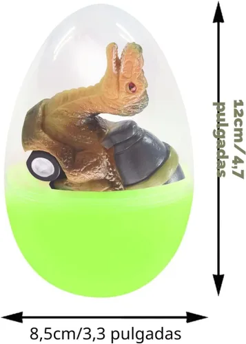 Vista 4 de Paquete de 6 huevos gigantes con dinosaurio para tirar hacia atrás, juguetes para niños y niños pequeños, cesta de Pascua, regalos de fiesta