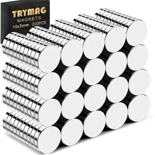 Vista 12 de TRYMAG 200 piezas de imanes pequeños de neodimio de 6 x 2 mm, imanes de tierras raras para pizarra, pequeños discos redondos para nevera