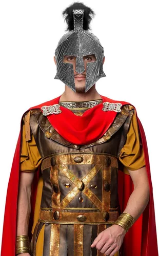 Vista 7 de Servllcell Casco medieval de caballero romano, casco de gladiador espartano griego de plástico, accesorios de disfraz medieval, sombrero de Halloween