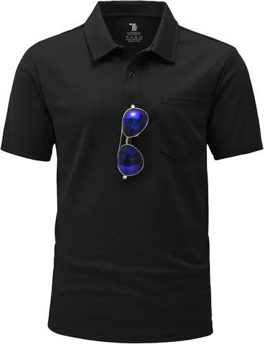 Vista 15 de BGOWATU Polo de golf para hombre, manga corta, cuello para tenis al aire libre Verde militar