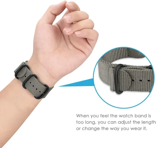 Vista 5 de FINTIE Quick Release Nylon Band 22mm Replacement Sport Strap Compatible with Garmin Vivoactive 4 45mm, Venu 2, Fossil Gen 5, Amazfit GTR 2, Gris