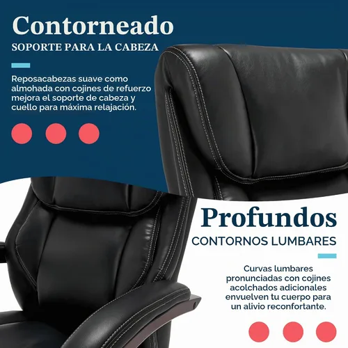 Vista 6 de La-Z-Boy Executive Ergonomic Office Chair with Lumar Support, Leather Chair Negro
