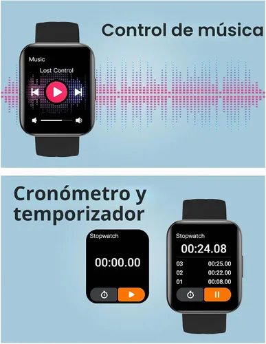 Vista 7 de Relojes inteligentes para hombres y mujeres (respuestas/hacer llamadas) compatibles con teléfonos iPhone Android, reloj inteligente de 1.85 Negro