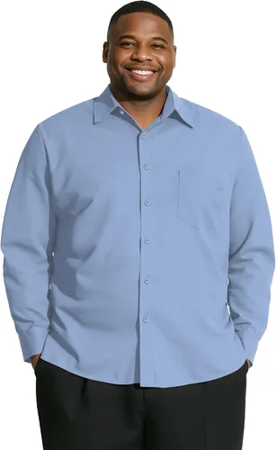 Vista 12 de Camisas grandes y altas para hombres, camisas de vestir casuales de manga larga con botones y bolsillo para negocios, viajes, uso diario