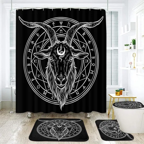 Vista 8 de ArtSocket Juego de 4 juegos de baño con cortina de ducha y alfombras