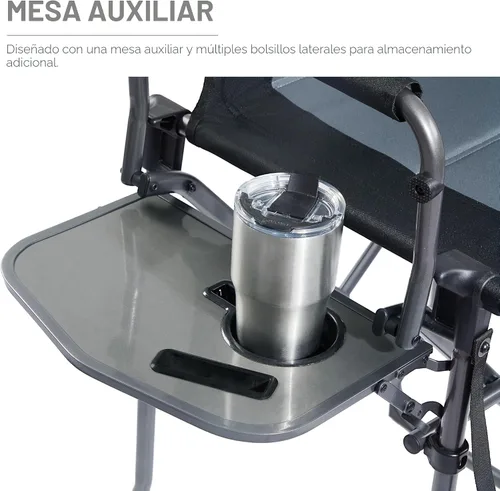 Vista 7 de EVER ADVANCED Silla de camping plegable portátil de 30.7 pulgadas de altura de asiento, silla de directores, taburete de bar plegable alto con mesa