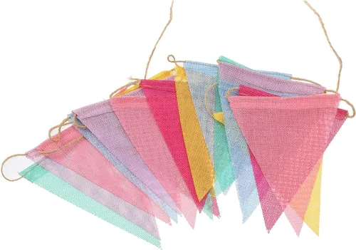 Vista 7 de Guirnalda de banderines triangulares pastel de 36 banderines, banderas de tela para decoraciones de fiesta de cumpleaños, baby shower, boda bohemia