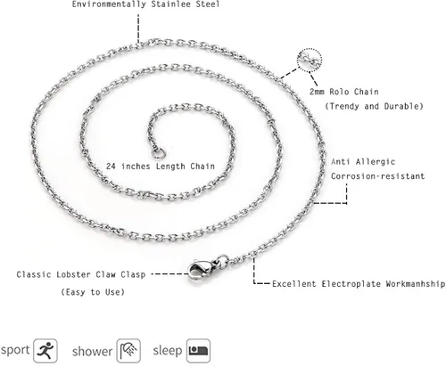 Vista 5 de Jovivi Collar con colgante de chakra de piedra curativa de la brújula vikinga chapada en plata 240in