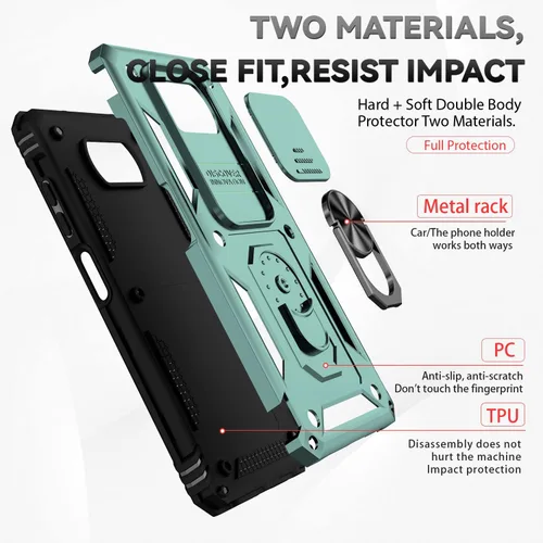 Vista 4 de Asuwish Funda de teléfono para Xiaomi Poco X3 Pro/PocoX3 NFC/Poco X3 con cubierta de cámara Protector de pantalla de vidrio templado, soporte