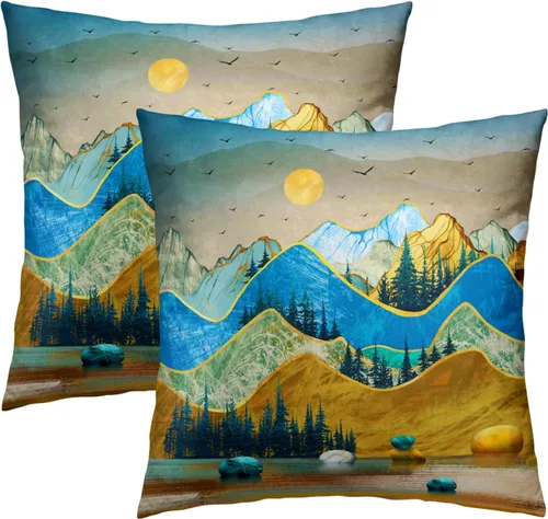 Vista 103 de Giwawa Juego de 2 fundas de almohada decorativas con diseño floral de girasol de 16 x 16 pulgadas, fundas de cojín decorativas para el hogar, sofá