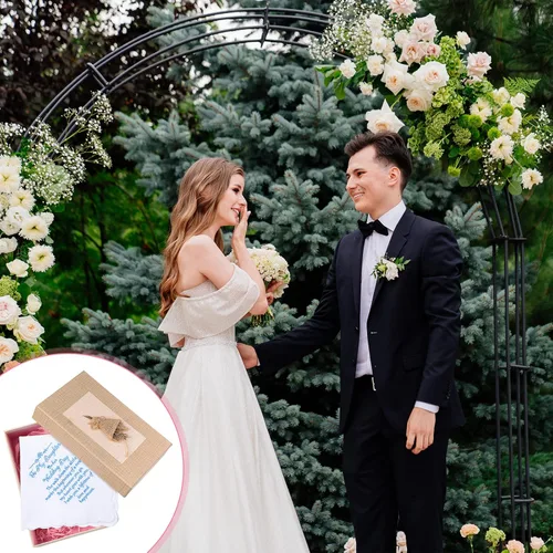 Vista 6 de Tegeme Pañuelo de novia pañuelo de boda para hija, regalo de boda, recuerdo Hankie y ángel azul novia pañuelo