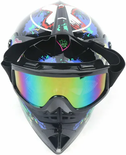 Vista 7 de Casco de motocross de seguridad para niños y jóvenes, casco de motocross ABS, transpirable, unisex, con gafas y guantes DOT, motocross, cuatrimoto