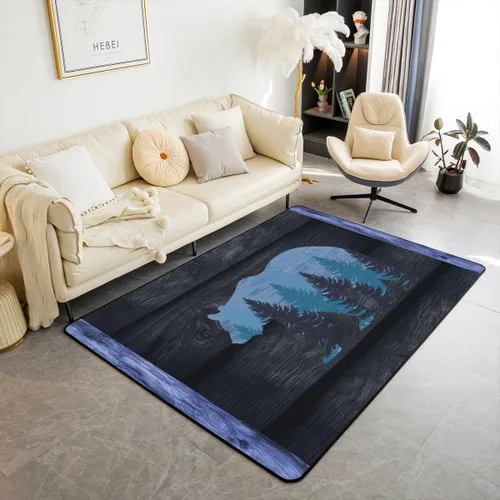 Vista 27 de Castle Fairy Bear Family - Alfombra antideslizante de 3 x 5 pies, diseño de animales salvajes, color negro, para niños, adolescentes y adultos