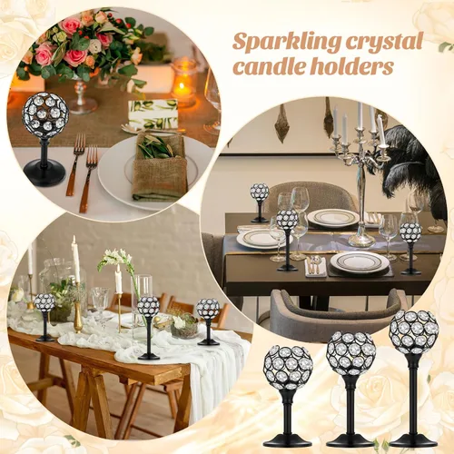 Vista 5 de Qunclay 18 portavelas de cristal a granel, centros de mesa para mesa de boda, centros de mesa decorativos de cristal, decoración de mesa de comedor