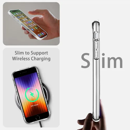 Vista 4 de JJGoo Compatible con iPhone SE (edición 2022/2020), para iPhone 8/7, transparente, a prueba de golpes, funda protectora delgada de policarbonato