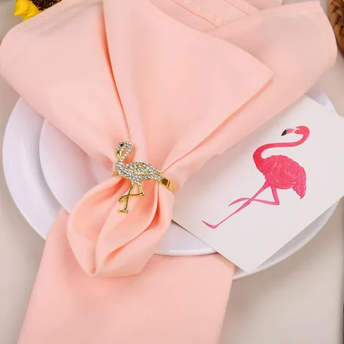 Vista 3 de LogHog Juego de 4 servilleteros para el día de San Valentín, delicados servilleteros de flamenco, decoración de mesa para banquete de boda, cena