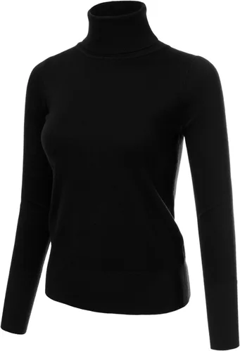 Vista 2 de JJ Perfection Abrigo de mujer tejido elástico cuello de tortuga manga larga