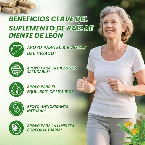 Vista 3 de Suplemento de raíz de diente de león, cápsulas de raíz de diente