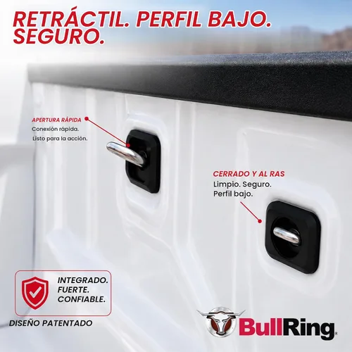 Vista 7 de Bull Ring 1001 XT para chevy GMC/Silverado/Sierra 2007-2017, Colorado/Canyon 2015-2017. Enganche retráctil para paneles laterales de cajas